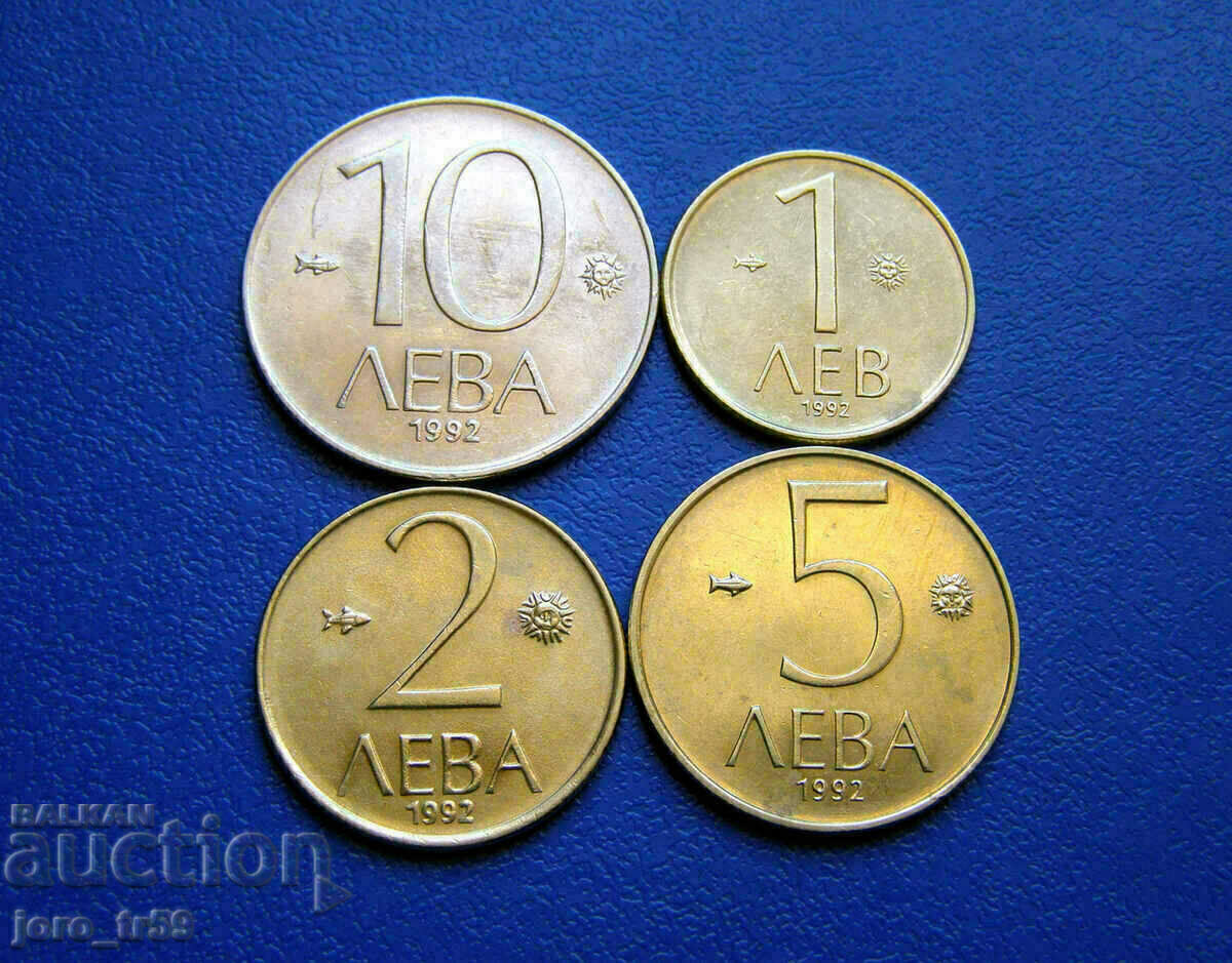 лот 1,2,5 и 10 лева 1992 г. - 2