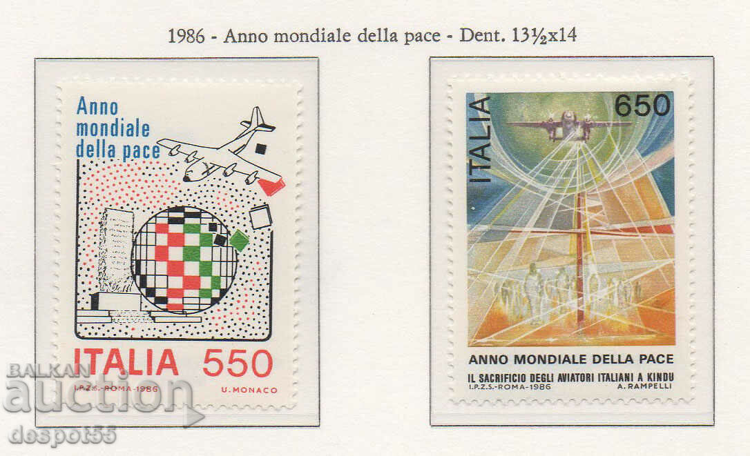 1986. Ιταλία. Διεθνές Έτος Ειρήνης.