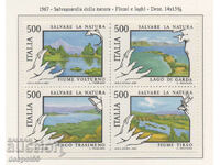 1987. Ιταλία. Προστασία της φύσης - ποτάμια και λίμνες. Μίνι μπλοκ.