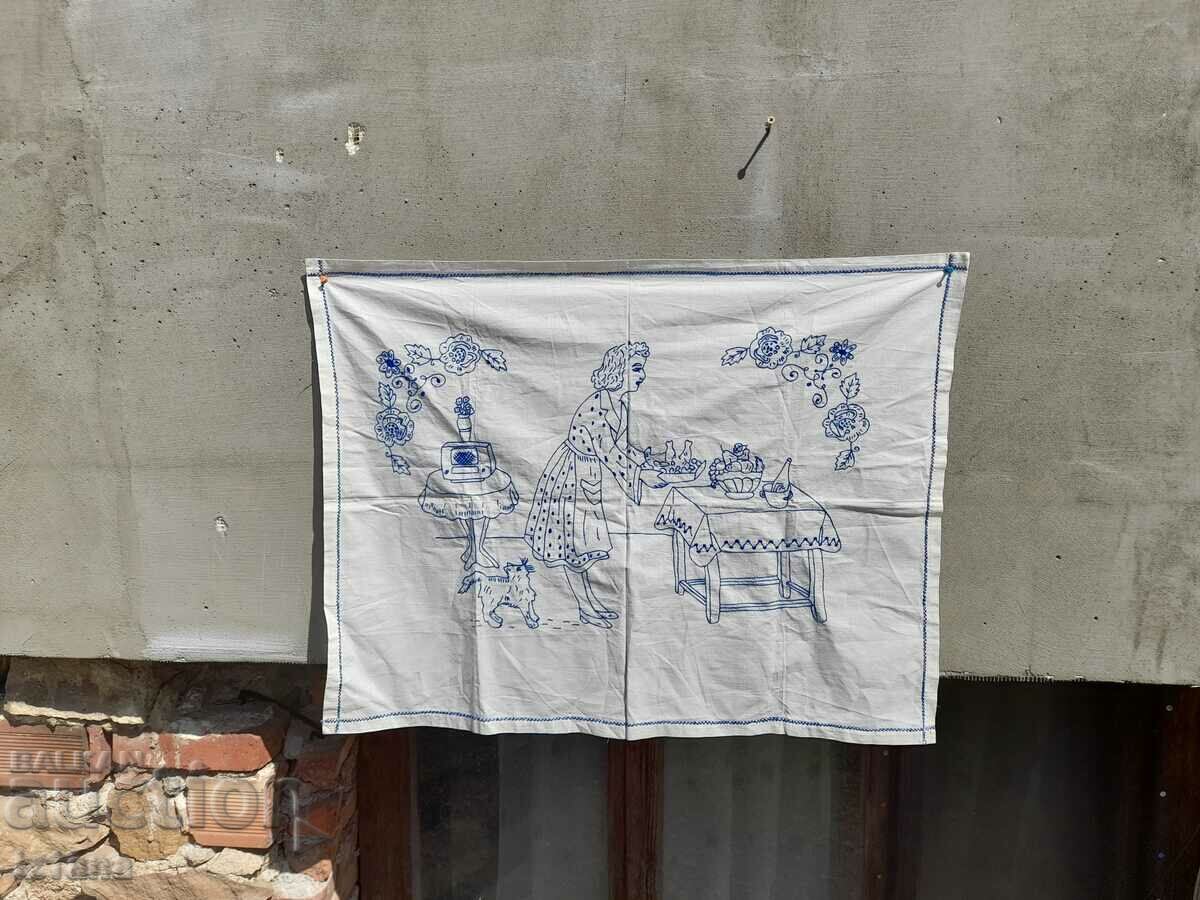 An old embroidered hacker, wall cover