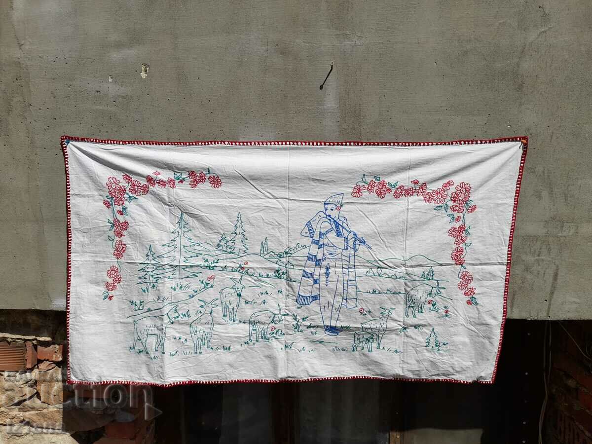 An old embroidered hacker, wall cover