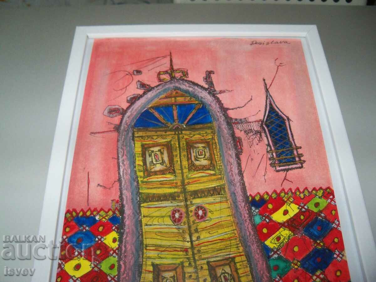 Παράδοση Όμορφος πίνακας "Πόρτα στον κόσμο του παραμυθιού", υπογεγραμμένος