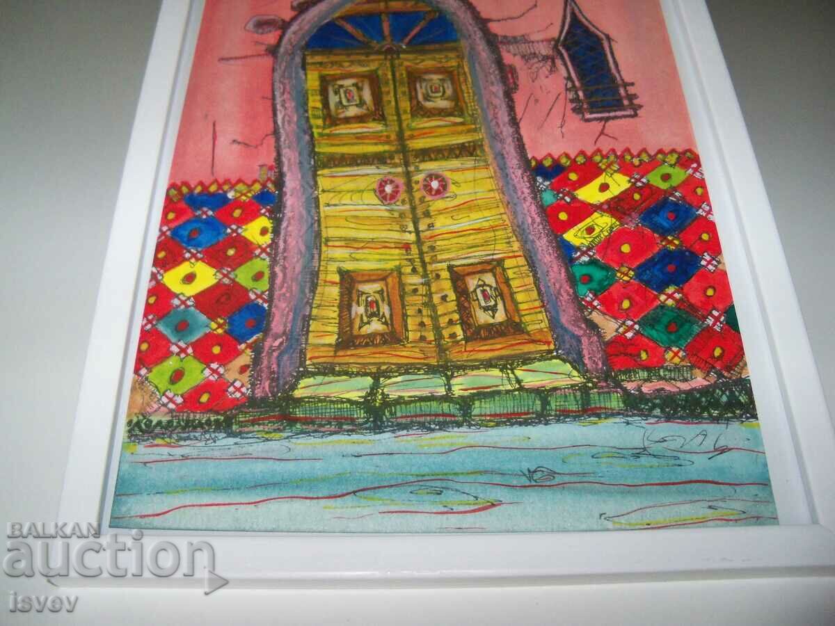 Όμορφος πίνακας "Πόρτα στον κόσμο του παραμυθιού", υπογεγραμμένος - 5