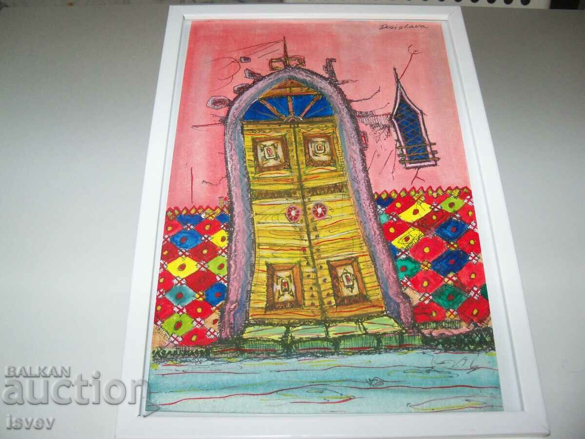 Beautiful painting "Door to the fairytale world", signed