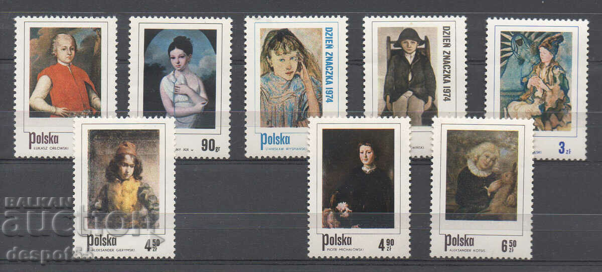 1974 Полша. Ден на пощенската марка -Деца в полската живопис