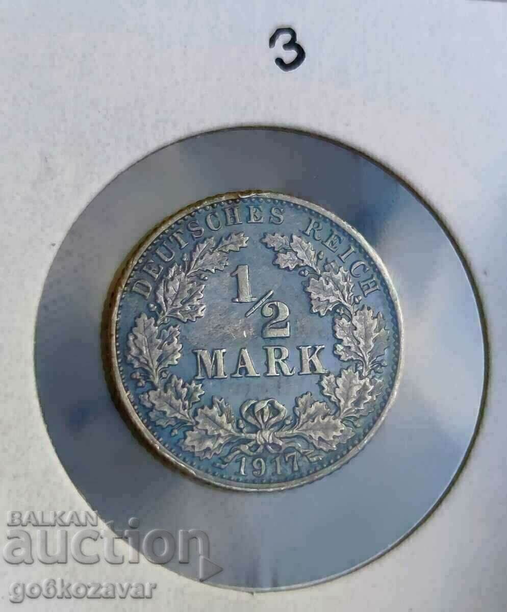 Germany 1/2 Brand 1917 Silver G! Rare! Rare