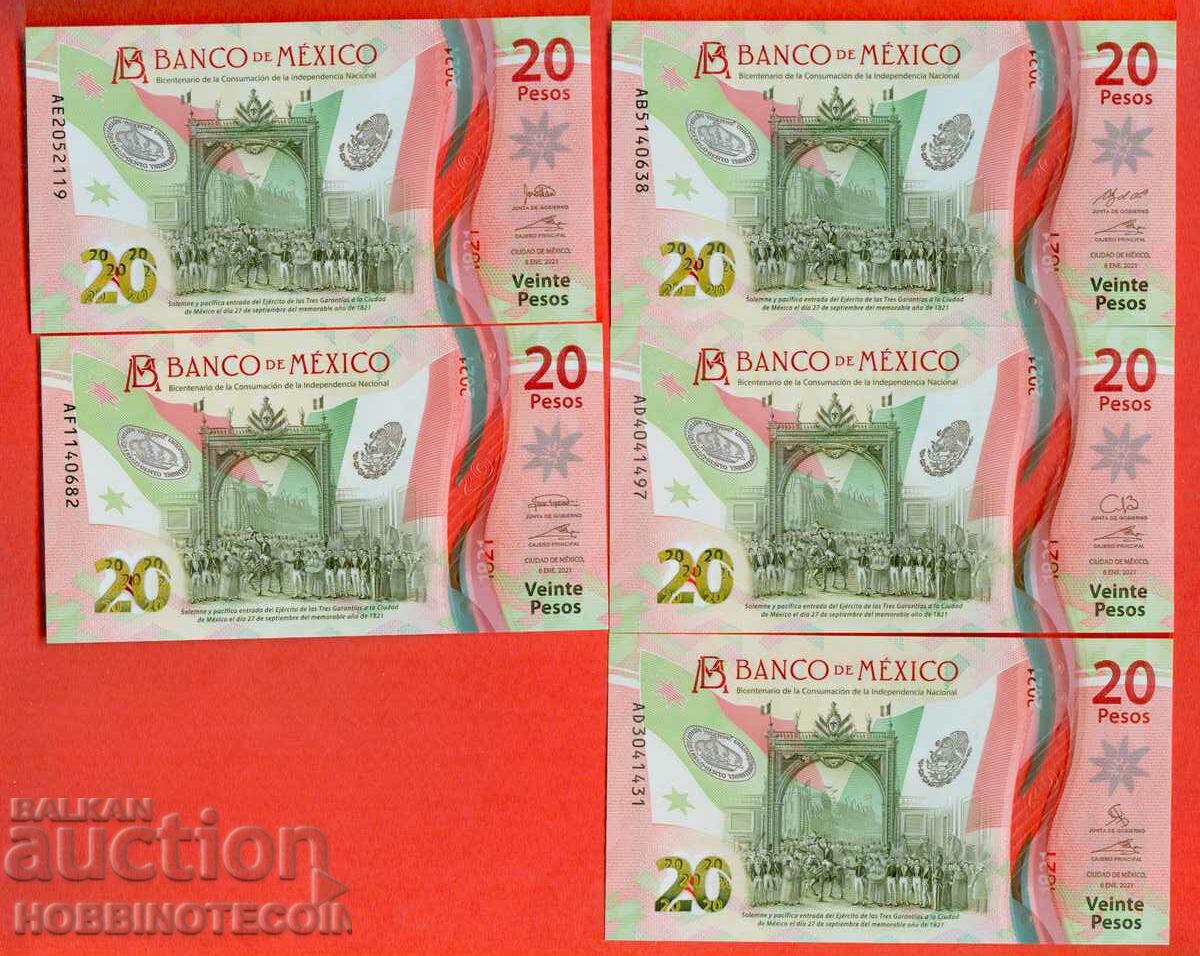 MEXICO MEXICO 5 signatures x 20 Pesos - 2021 NEW UNC POLYMER