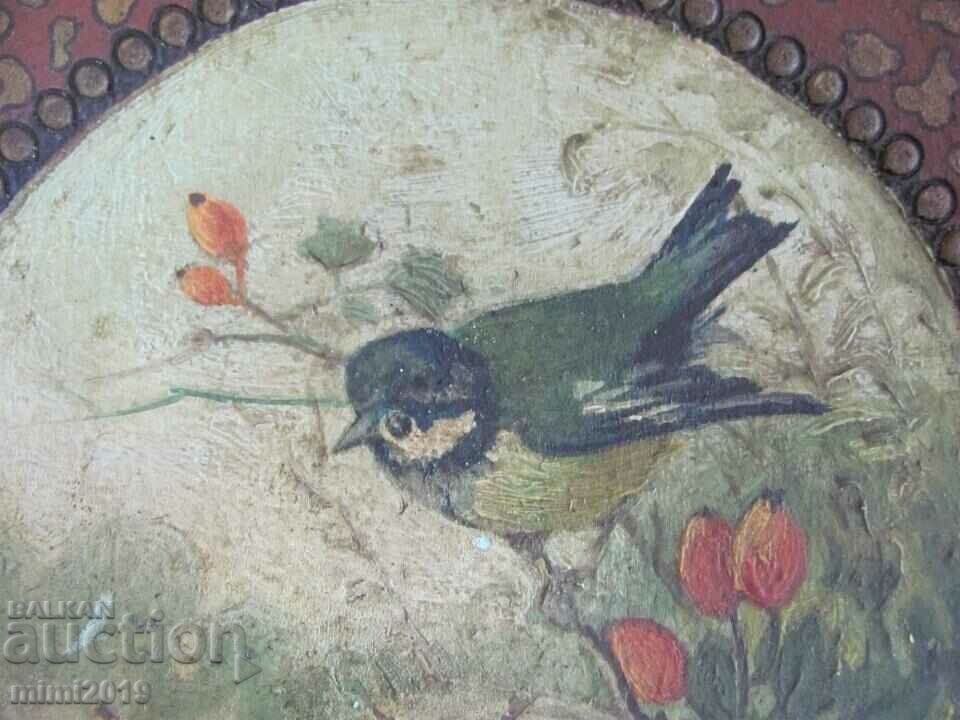 Auction 19th century Old Hand Painted Wooden Plate Auction 19th century Old Hand Painted Wooden Plate