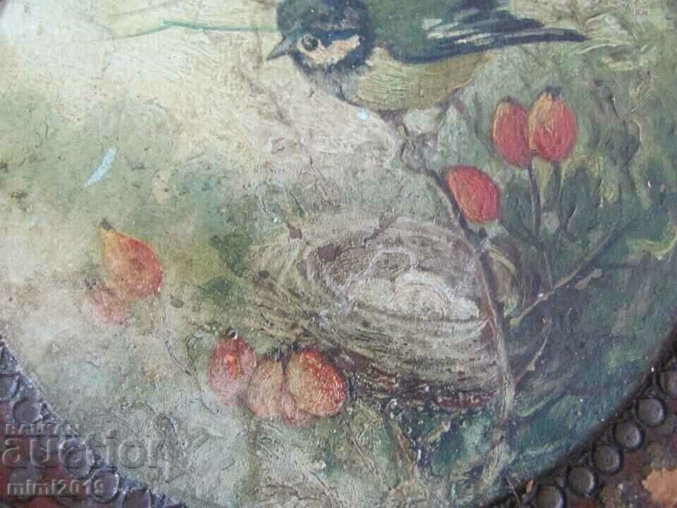 Delivery of 19th century Old Hand Painted Wooden Plate Delivery of 19th century Old Hand Painted Wooden Plate