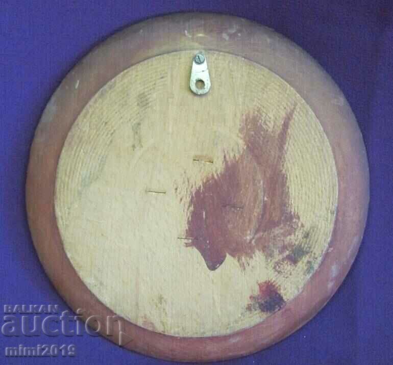 19th century Old Hand Painted Wooden Plate - 5 19th century Old Hand Painted Wooden Plate - 5