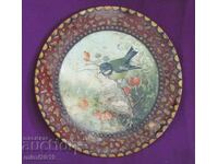 19th century Old Hand Painted Wooden Plate