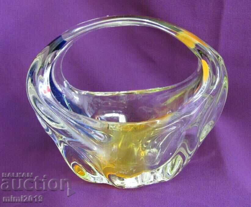 Coș din sticlă cristal solidă