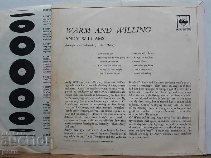 Andy Williams - Warm And Willing with price 15.00 BGN | € 7.67 Andy Williams - Warm And Willing with price 15.00 BGN | € 7.67