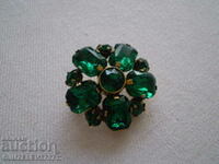 Стара дамска брошка с зелени кристали