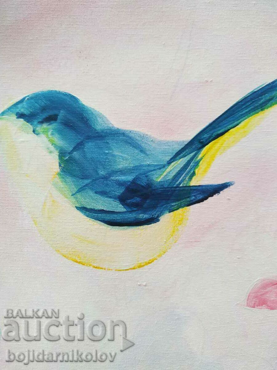 Auction  Singing, Painted picture 30/40 on canvas signature