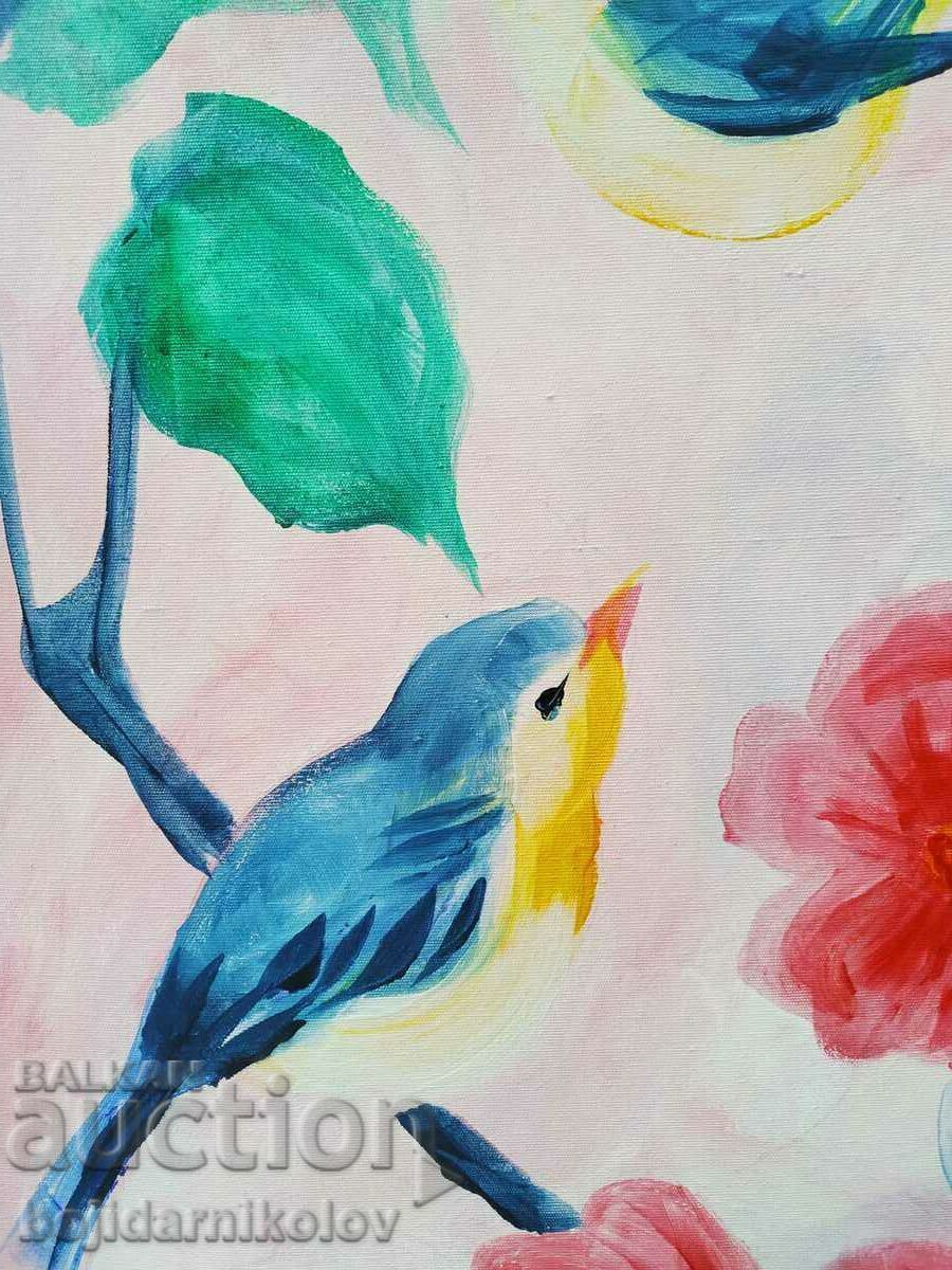 Singing, Painted picture 30/40 on canvas signature - 5