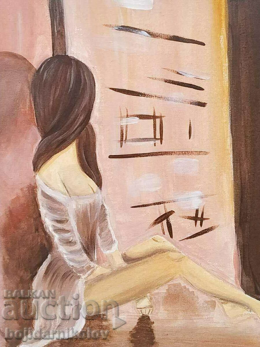 În așteptare, pictura unui autor pe pânză