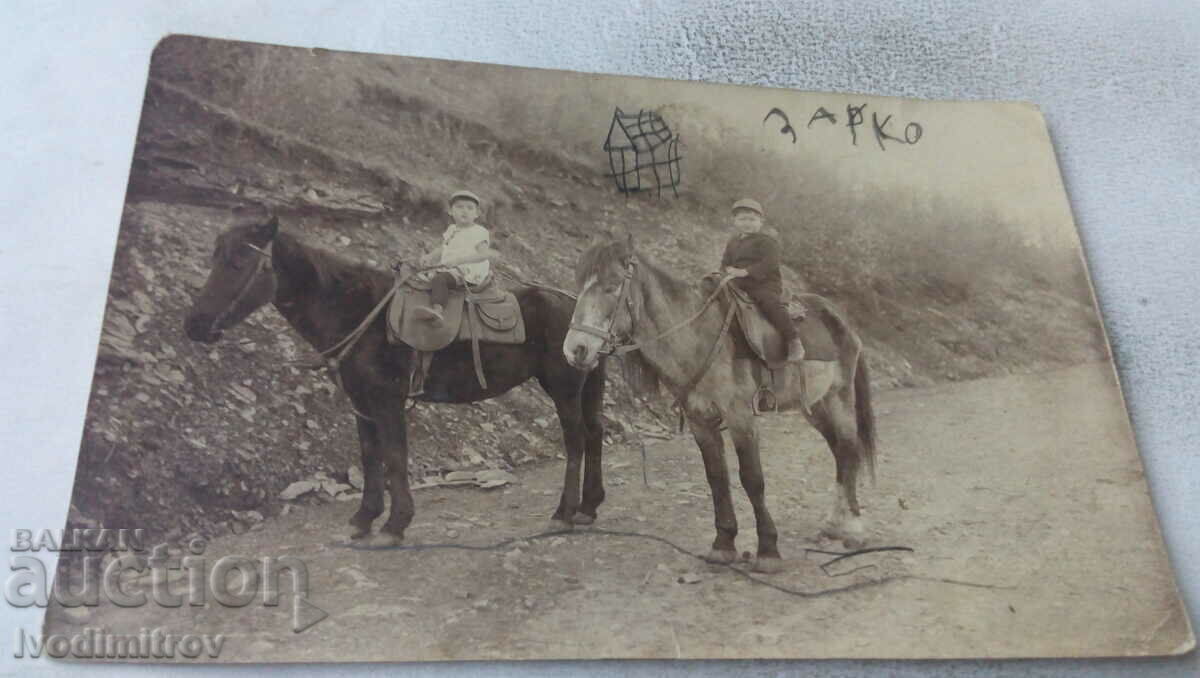 Φωτογραφία Δύο αγοράκια πάνω σε άλογα