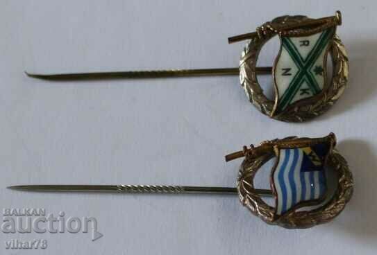 ЛОТ ОТ ДВЕ СРЕБЪРНИ ЗНАЧКИ С ЕМАЙЛ с цена 64.99 лв. | € 33.23 ЛОТ ОТ ДВЕ СРЕБЪРНИ ЗНАЧКИ С ЕМАЙЛ с цена 64.99 лв. | € 33.23