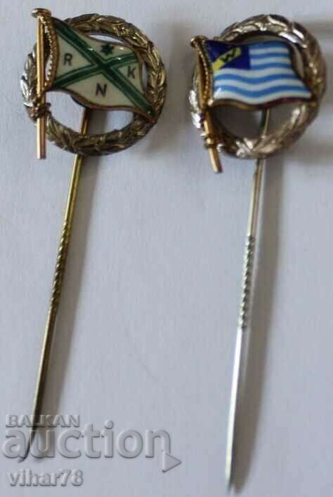 LOT DE DOUĂ INSIGNE SMALTATE ARGINTII