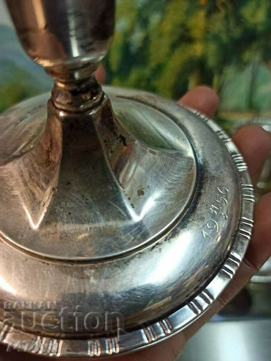 2 OLD SILVER CANDLEHOLDERS - 5 2 OLD SILVER CANDLEHOLDERS - 5