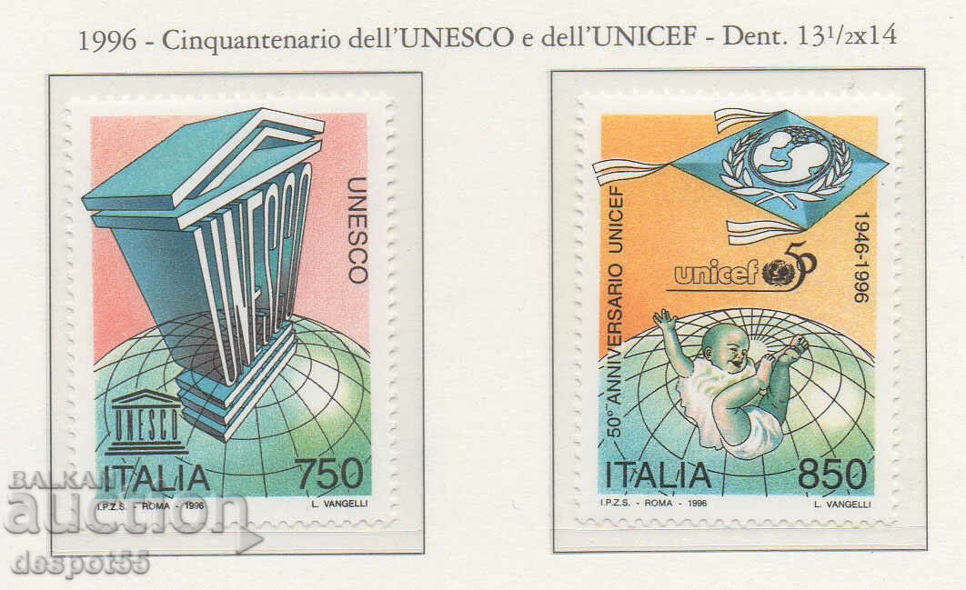 1996. Italia. 50 de ani de la UNESCO și UNICEF.
