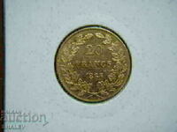 20 Francs 1865 Belgium RARE - AU (Gold)