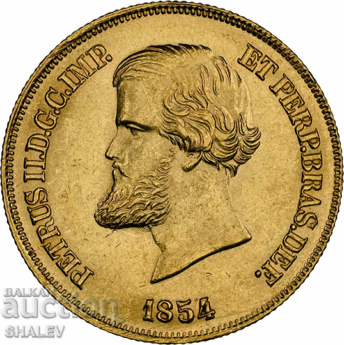Auction  10000 Reis 1854 Brazil - MS62 (gold)