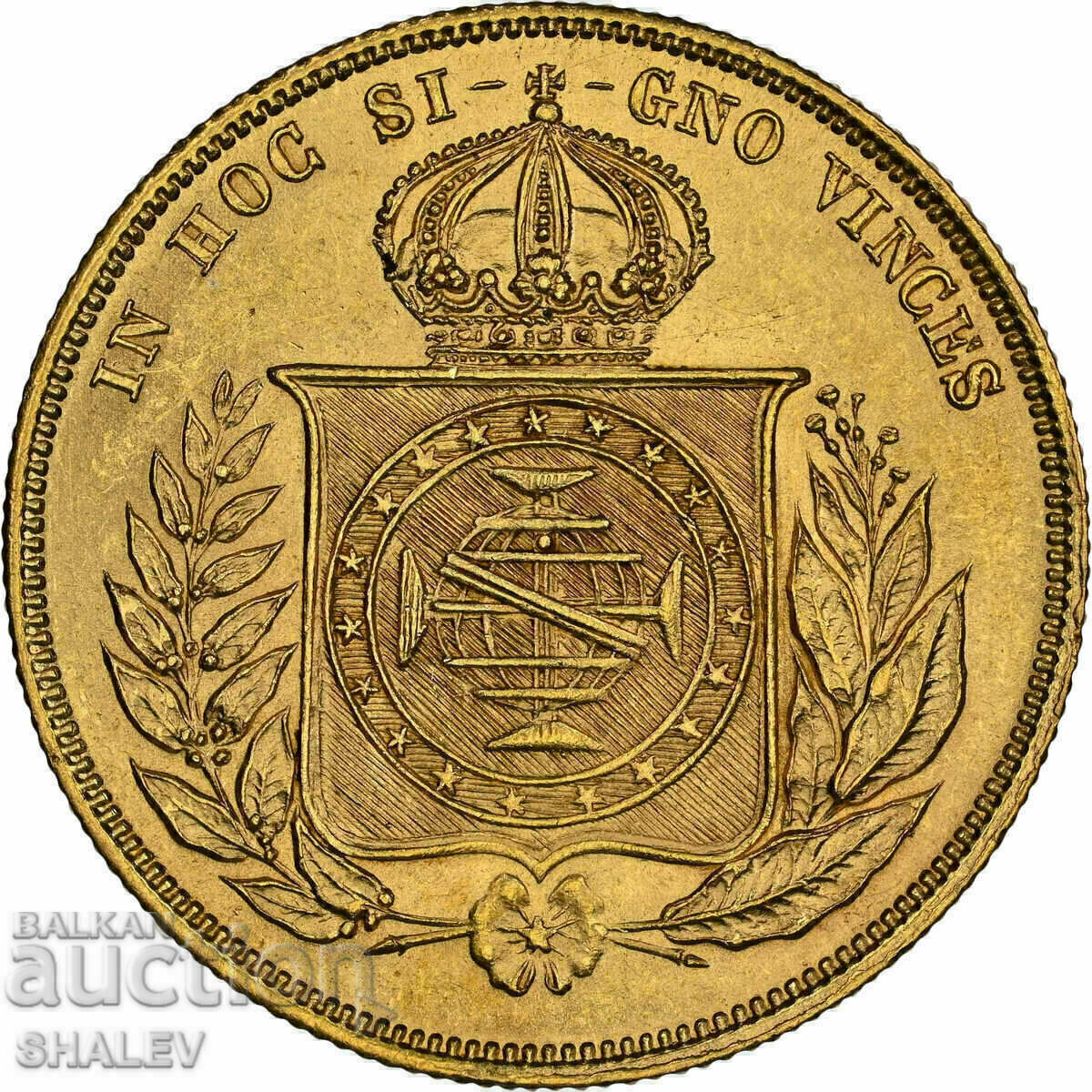 Delivery of 10000 Reis 1854 Brazil - MS62 (gold)