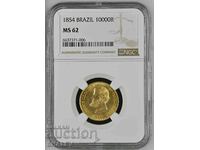 10000 Reis 1854 Brazil - MS62 (gold)