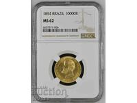 10000 Reis 1854 Brazil - MS62 (gold)
