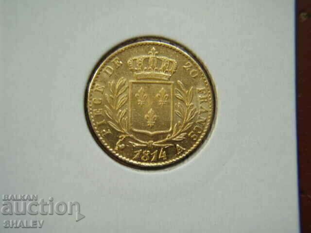 Auction 20 Francs 1814 A France (20 francs France) - AU (gold) Auction 20 Francs 1814 A France (20 francs France) - AU (gold)