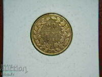 20 Francs 1865 Belgium (20 франка Белгия) - AU (злато)