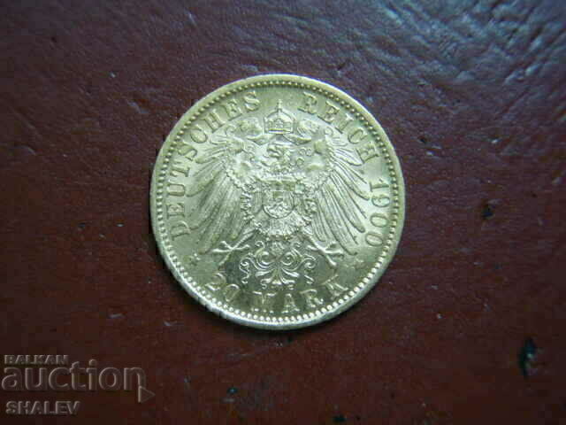20 de mărci 1900 Germania (Wurttemberg) (20 de mărci) - AU (aur) cu preț € 1069.89 | 2092.53 BGN