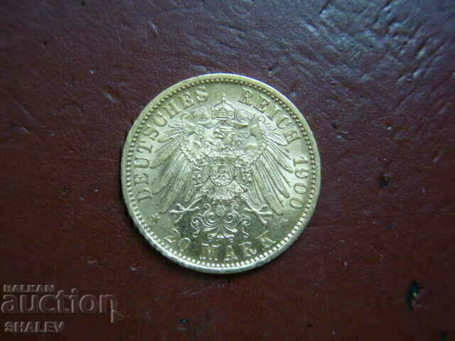 Livrarea 20 de mărci 1900 Germania (Wurttemberg) (20 de mărci) - AU (aur)
