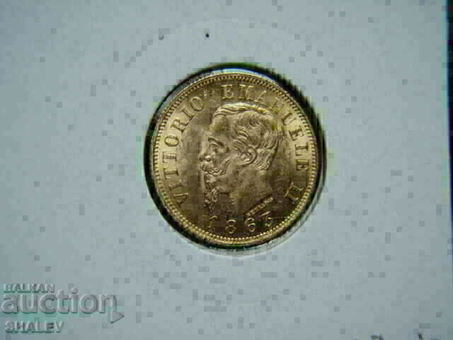 10 Lire 1863 Italy (10 лири Италия) - AU+ (злато) - 5 10 Lire 1863 Italy (10 лири Италия) - AU+ (злато) - 5