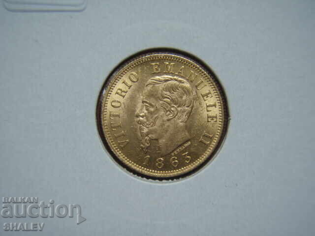 10 Lire 1863 Italy (10 лири Италия) - AU+ (злато) - 7