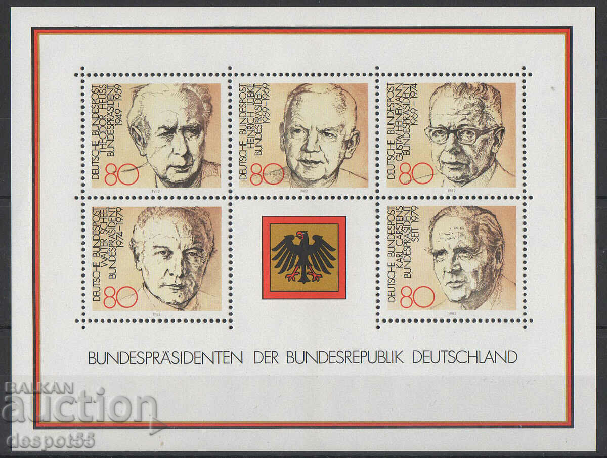 1982. GFR. Presidents of the Federal Republic + Bloc. with price 12.30 BGN | € 6.29 1982. GFR. Presidents of the Federal Republic + Bloc. with price 12.30 BGN | € 6.29