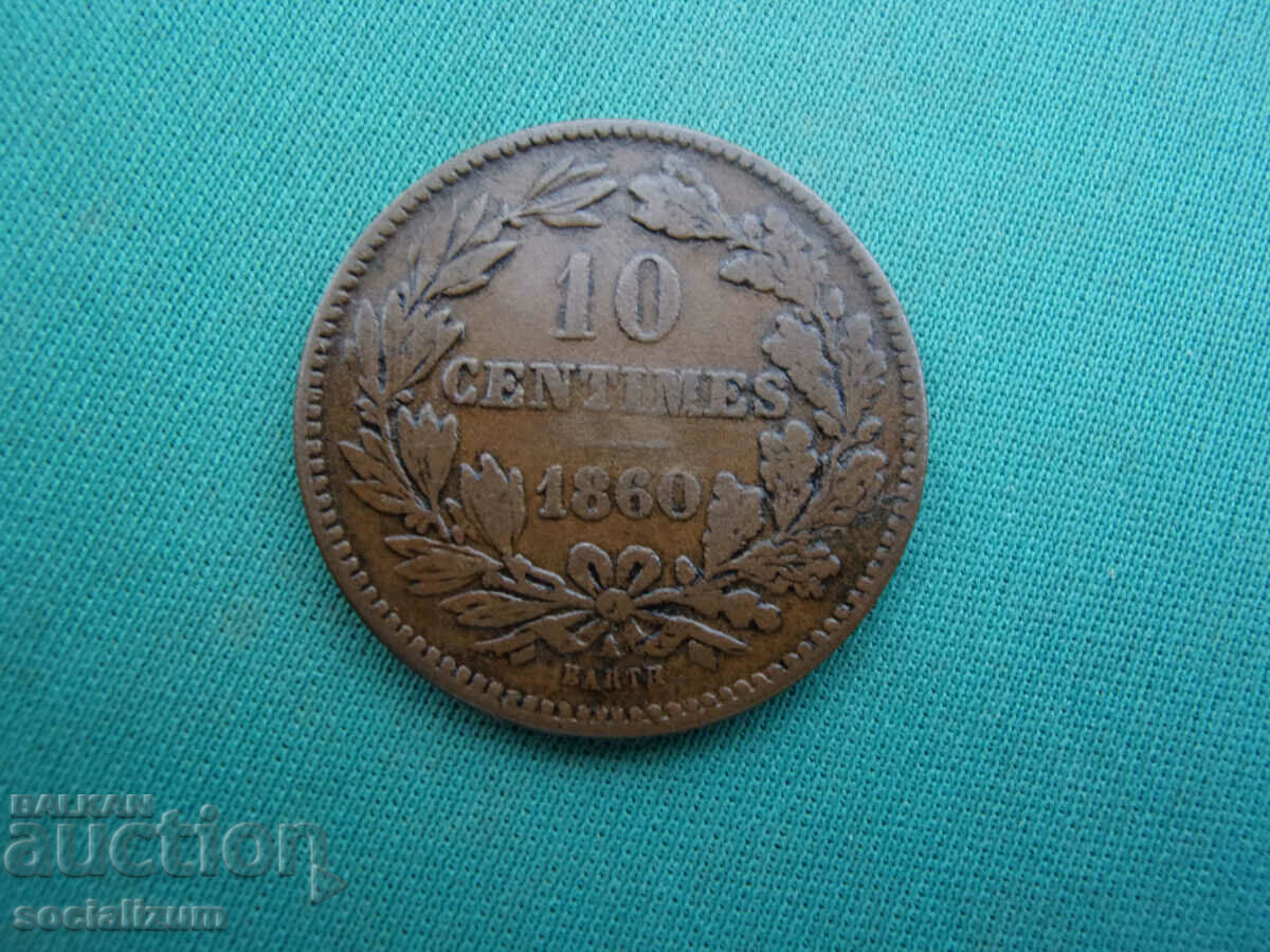 Luxembourg 10 Centim 1860 Rare Coin