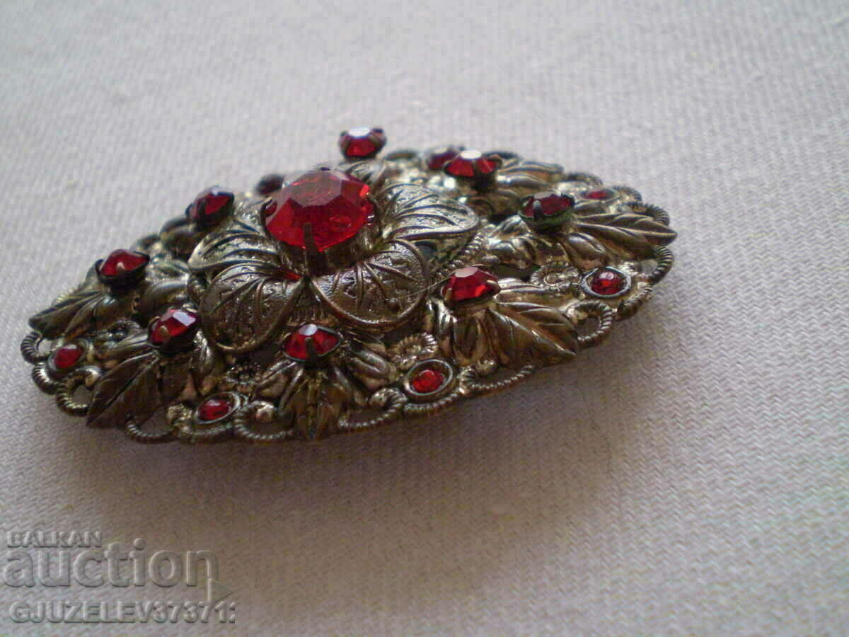 Old Women's Brooch with red zircons - 5 Old Women's Brooch with red zircons - 5