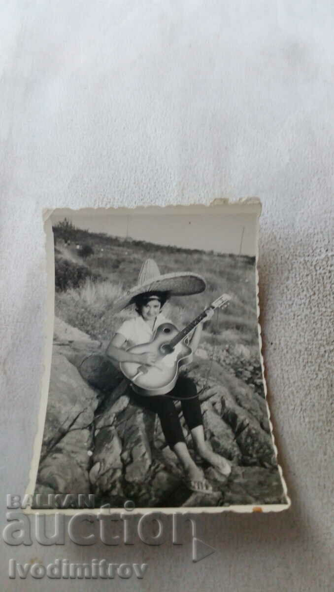 Photo Sozopol Woman with guitar and sombrero 1963