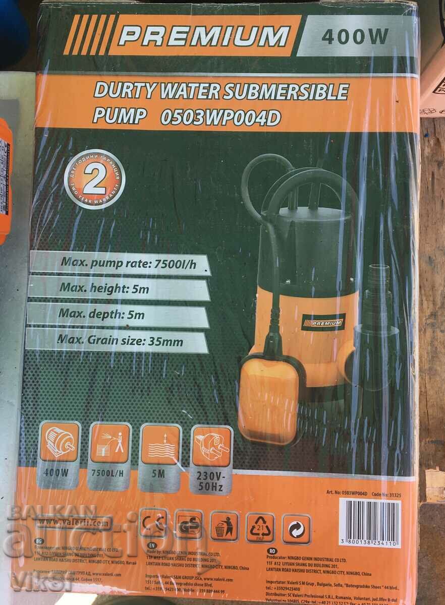 Premium drainage pump, 400 W, 7500 l / h, head 5 m with price 72.50 BGN | € 37.07 Premium drainage pump, 400 W, 7500 l / h, head 5 m with price 72.50 BGN | € 37.07