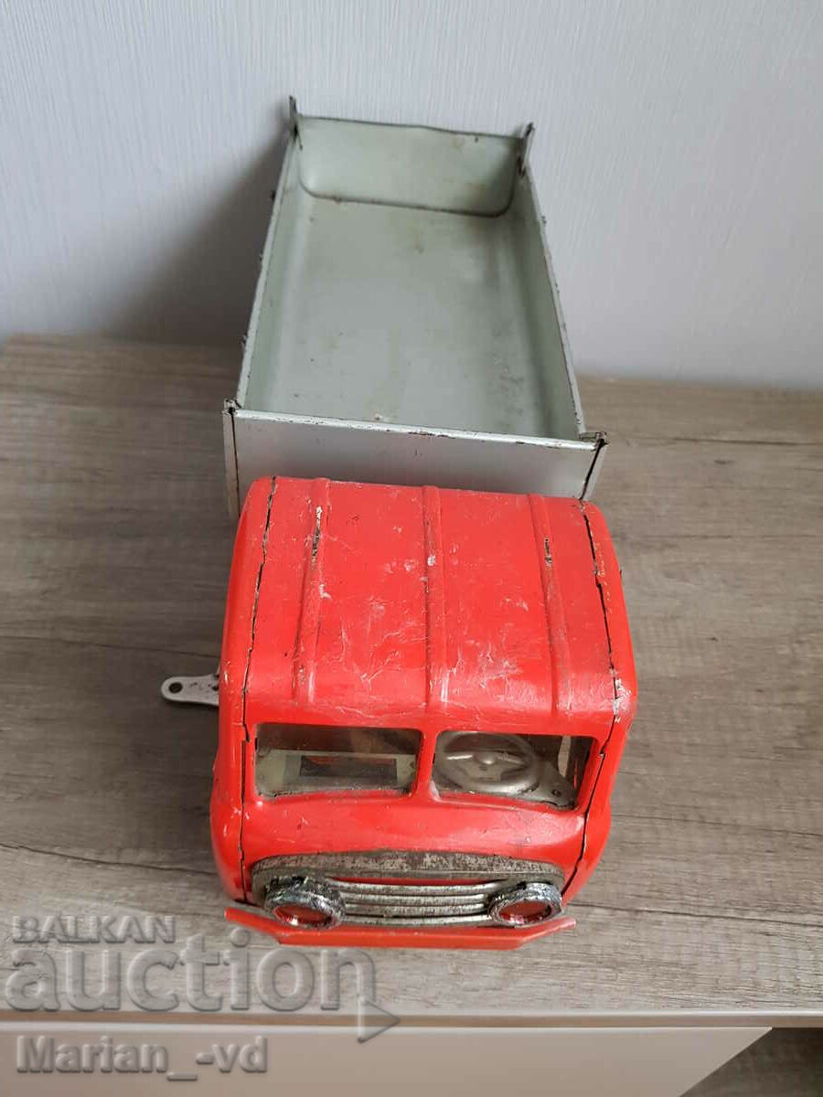 Large mechanical sheet metal toy dump truck JOUSTRA 1958 - 5 Large mechanical sheet metal toy dump truck JOUSTRA 1958 - 5