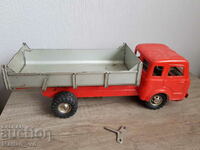 Large mechanical sheet metal toy dump truck JOUSTRA 1958