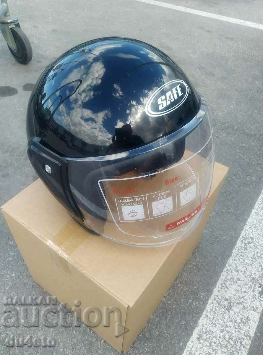 Casca, casca motociclete scooter moped cu viziera SAFE gri, negru - 6