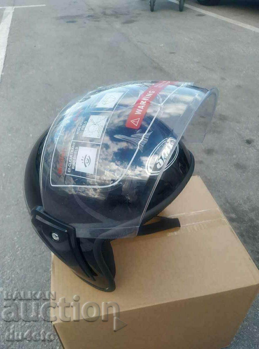 Casca, casca motociclete scooter moped cu viziera SAFE gri, negru - 7