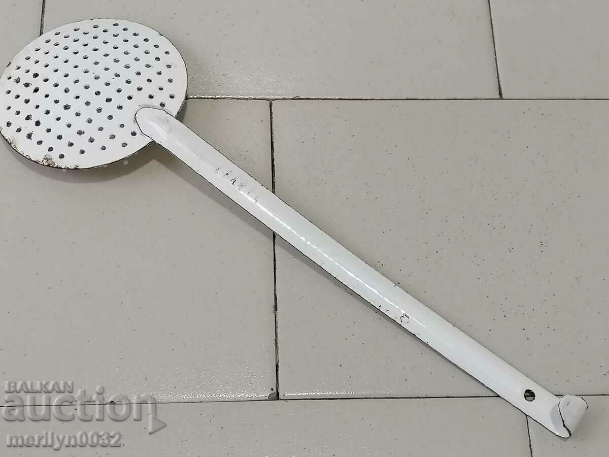 Auction  Old grateful spoon with enamel, wounded socialist, Bulgaria