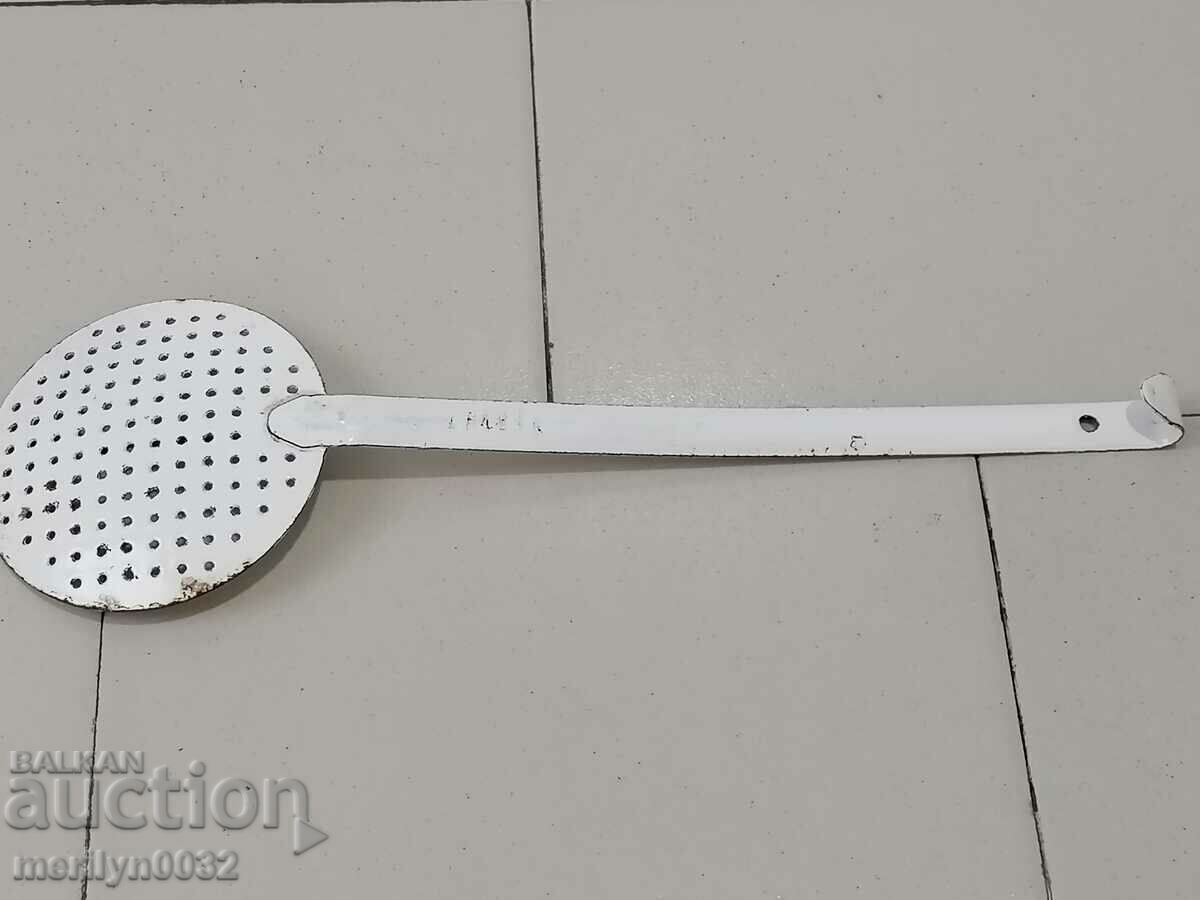 Old grateful spoon with enamel, wounded socialist, Bulgaria - 6