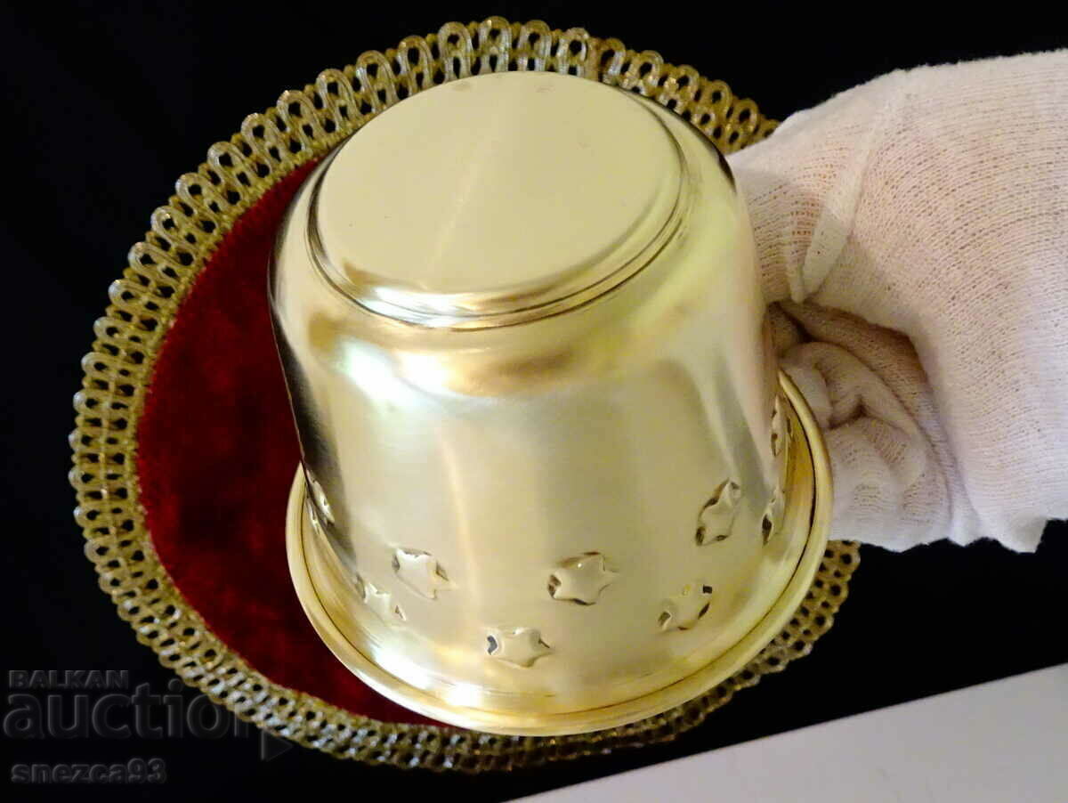 Auction Brass cup for whiskey, wine, 200 ml, embossed stars Auction Brass cup for whiskey, wine, 200 ml, embossed stars