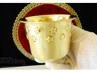 Brass cup for whiskey, wine, 200 ml, embossed stars